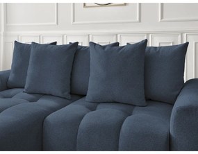 Niebieski rozkładany/ze schowkiem narożnik z tkaniny szenilowej (lewostronny/z szezlongiem) Roxelane – Bobochic Paris