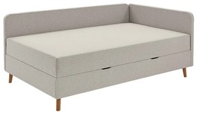 Beżowe tapicerowane łóżko jednoosobowe ze schowkiem 120x200 cm Cabana – Meise Möbel