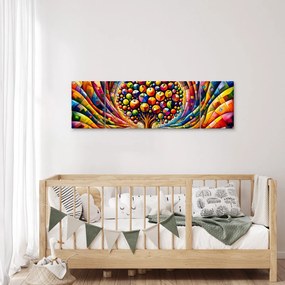 Obraz – Kolorowe drzewo z jabłkami (170x50 cm)