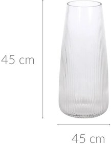 Wazon na kwiaty szklany, szkło ryflowane, 21 cm