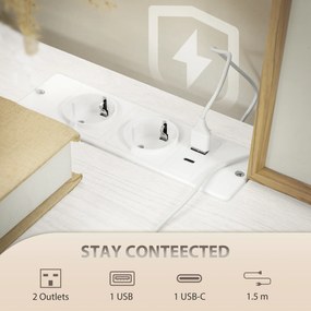 Komoda HOMCOM 8 szuflad z ładowaniem USB-C i złotymi uchwytami — kremowa