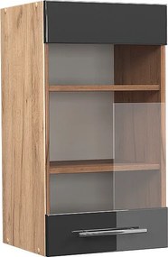 Szklana szafka kuchenna antracyt wysoki połysk 40x34.1x72 fame-line