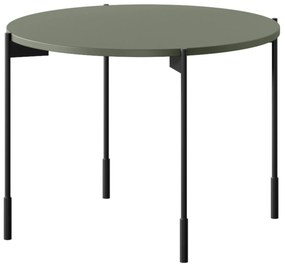 Stolik kawowy Sonatia 60 cm okrągły na metalowych nogach - oliwka
