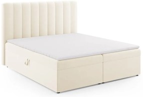 Beżowe łóżko boxspring ze schowkiem 180x200 cm Gina – Milo Casa