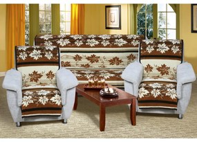 Bellatex Narzuty na kanapę i fotele Karmela Plus brązowe, 150 x 200 cm, 2 szt. 65 x 150 cm