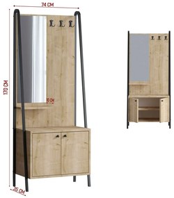 Wieszak z półką na buty Lumi Oak and Black