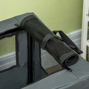 PawHut Skrzynka transportowa dla psa z uchwytami Torba podróżna 60x42x42cm Szara | Aosom PL