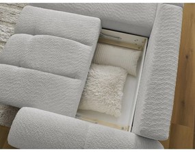 Jasnoszary rozkładany/ze schowkiem narożnik z materiału bouclé (lewostronny/z szezlongiem) Roxelane – Bobochic Paris