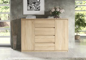 Komoda NUDO - Dąb sonoma / Front Dąb sonoma / Mat / 120 cm / 4 szuflady