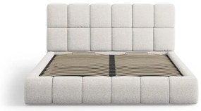 Jasnoszare tapicerowane łóżko dwuosobowe ze schowkiem i stelażem 200x200 cm Bellis – Micadoni Home