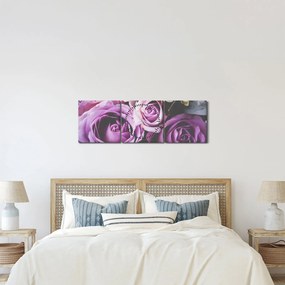 Obraz - Różyczki (z zegarem) (90x30 cm)