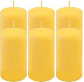 Zestaw świec słupkowych, 11,5 cm, Ø 6 cm, żółty, 6 sztuk.