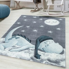 Dywan dziecięcy Bambi Dino szaro-niebieski koło 120 cm x 120