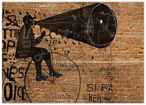 Obraz - Mężczyzna na rowerze w stylu Banksy (70x50 cm)