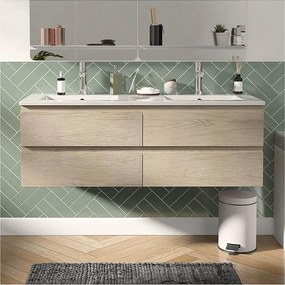 Podwójna szafka pod umywalkę 120 cm z ceramicznym blatem i bateriami SORRENTO