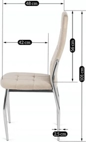 Krzesło Tapicerowane do Jadalni MOLLY Beżowe Welurowe Nowoczesne