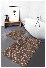Brązowe aksamitne dywaniki łazienkowe zestaw 2 szt. 60x100 cm – Mila Home