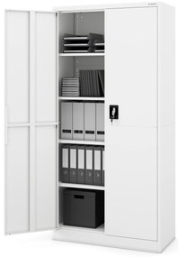 Biurowa szafa metalowa JAN, 900 x 1850 x 400 mm, Smart: biała
