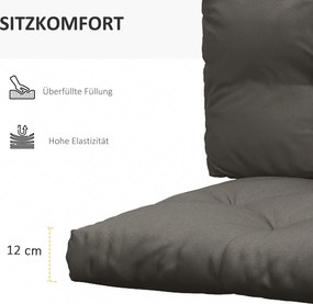 Outsunny Poduszki na palety, zestaw 3 sztuki, poduszki na ławki z ochroną UV, poduszki na meble ogrodowe, poduszki na taras, kolor ciemnoszary