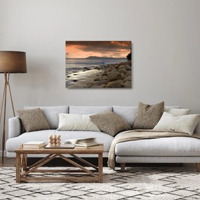 Obraz na szkle - Morze i góry (70x50 cm)