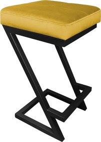 Hoker ZETA krzesło barowe tkanina Welur podstawa metalowa LOFT : Kolor Stelaża - Czarny , Kolor tkaniny - VELVET - MG15