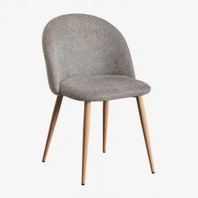 Zestaw 4 Tapicerowanych Krzeseł Jadalnianych Ze Stali Kana Natural Wood & Tkaniny Piaskowy Brąz & Tkanin - Sklum
