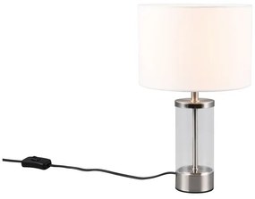 Lampa stołowa w kolorze srebra z tekstylnym kloszem (wys. 33,5 cm) Grazia – Trio