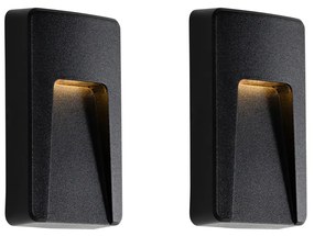 Zestaw 2 czarnych prostokątnych lamp ściennych zewnętrznych z wbudowanymi diodami LED IP65 - Gem