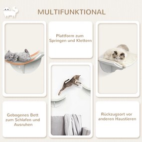 PawHut Regał dla kota, montaż ścienny, miękka leżanka, do 10kg, 41x28x21cm, Biały