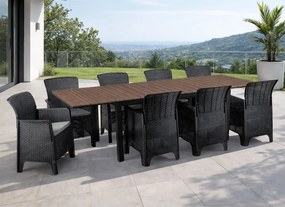 Zestaw mebli ogrodowych dla 8 osób Castello 76 z rozkładanym stołem 160-260 cm, orzech/czarny