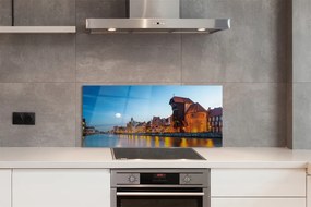Panel szklany do Kuchni Noc nad Motławą i Starym Miastem