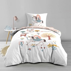 Biało-różowa bawełniana pościel dziecięca jednoosobowa 140x200 cm Lilibelle – douceur d'intérieur