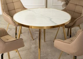 Elegancki stół Cantiero 100 cm – okrągły stół glamour ze szklanym blatem i złotymi nogami