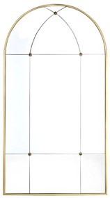 Lustro vintage w kształcie okna z metalu PALMYRE - Dł. 80 x Wys. 150 cm - Stare złoto