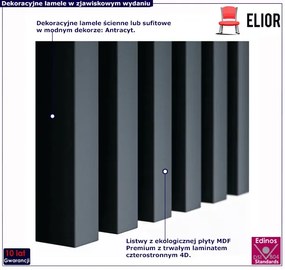Lamele ścienne 12 szt. antracyt S0-B35