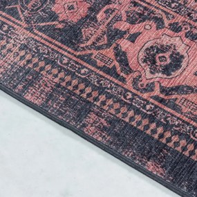 Dywan drukowany antypoślizgowy Fiesta Vintage czerwono-czarny 160 cm x 230 cm