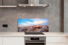 Panel szklany do Kuchni Panorama Miasta o Zachodzie Słońca