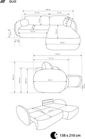 Narożnik OLIO Lewostronny w tkaninie Aragon 72