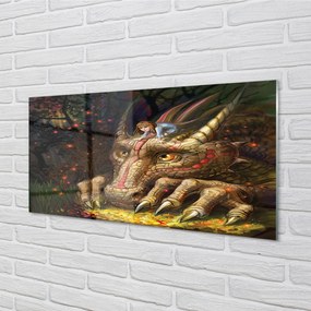 Szklany Panel Głowa smoka las dziewczynka