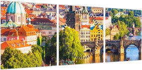 Obraz - Praga II. (z zegarem) (90x30 cm)