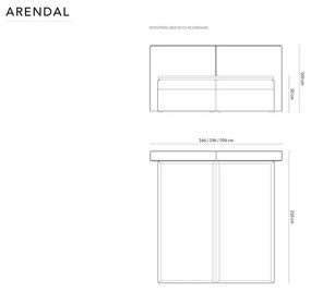 Szare łóżko boxspring ze schowkiem 180x200 cm Arendal – Cosmopolitan Design