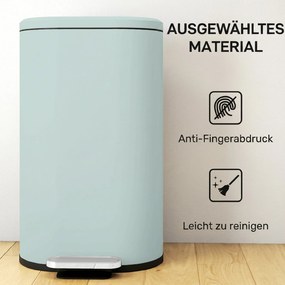 HOMCOM Kosz na śmieci kuchenny 30 l kosz na pedał z pokrywą soft-close, metalowy pedał, zielony, 36,5 x 31 x 61 cm | Aosom PL