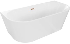 Mexen Oval wanna wolnostojąca przyścienna 140 x 75 cm, biała, przelew różowe złoto - 52671407500-60