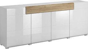 Komoda TOLEDO 210 4D1S biała połysk/dąb san remo