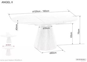 Stół okrągły rozkładany Angel II 120-160 cm efekt marmuru czarny SIGNAL