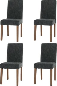 Szenilowe krzesło do jadalni Littau (zestaw 4 sztuk),  ciemnoszary, nogi w kolorze naturalnym