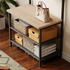 Wieszak na ubrania buty kurtki jasny brąz stojący podłogowy loft regał