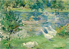 Obraz na szkle - Berthe Morisot, Girl in a Boat with Geese, reprodukcje (70x50 cm)
