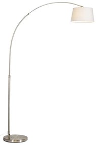 Luk Nowoczesna lampa podłogowa łukowa stalowa z białym abażurem z tkaniny - Arc Basic Nowoczesny Oswietlenie wewnetrzne
