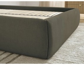 Ciemnozielone tapicerowane łóżko dwuosobowe ze schowkiem/bez zagłówka ze stelażem 180x200 cm Inera – Bobochic Paris